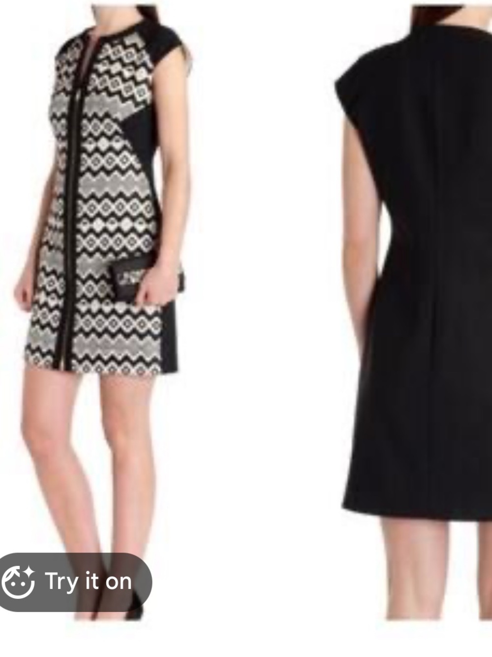 Ted Baker London Black and White Geometric Panel Mini Dress TED Size 1 US 4